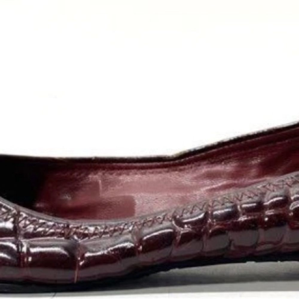 Tory Burch Maroon Ballet Flats with Logo Detail - Picture 2 of 6
